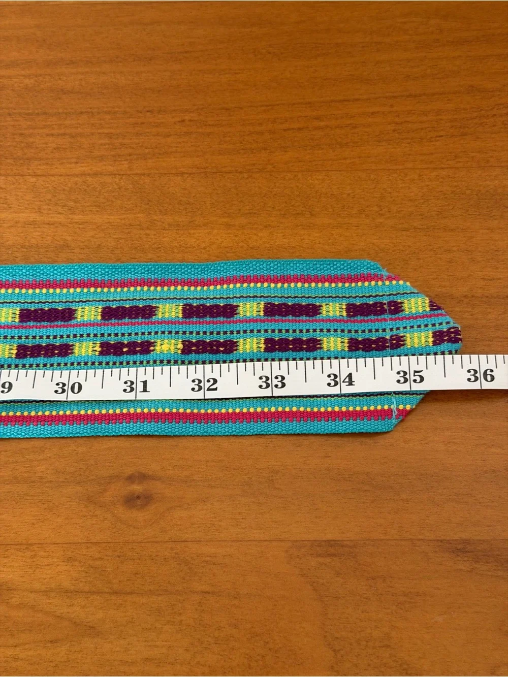 Boho Turquoise Multicolor Woven Wide Waist Belt with Covered Round Buckle ~ S